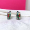 thumbnail image 2 of Royal Enamel Hoop Earrings 925 Sterling Silver Multicolor Piercing Earring for Women Minimalist Handmade Gift-15x9 mm, 2 of 7