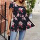 thumbnail image 4 of Camisetas con estampado de cuello redondo para mujer Elegantes camisetas informales de primavera y verano con cuello en V y manga Ruck Blusa Tops Camisa de manga corta OAVQHLG3B Store  lin121212, 4 of 5
