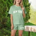 thumbnail image 2 of Zanarzt Toddler Girls Clothes Toddler Kid Girl Outfits Clothes Floral Short Sleeve T Shirt Top Summer Short Set Girl Clothes Light Green,11-12 Years, 2 of 4