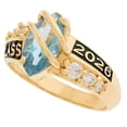 thumbnail image 3 of JackAni 10k Yellow Gold Simulated Aquamarine March Birthstone 2026 Class Graduation Ring - Size 7.25, 3 of 5