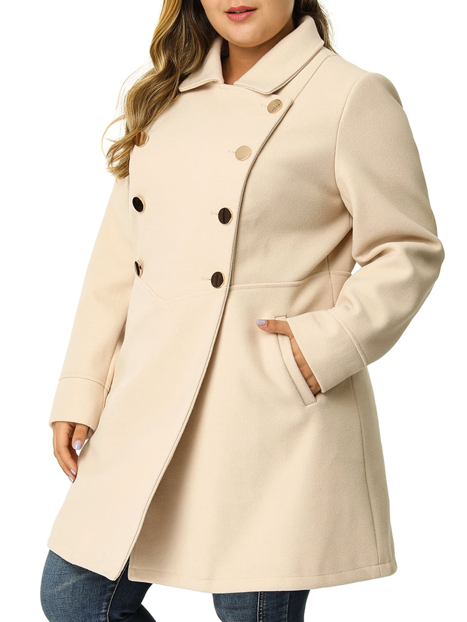 plus size double breasted coat