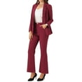 thumbnail image 4 of INSPIRE CHIC 2 Piece Work Suit for Women's Business Formal Double-Breasted Blazer and Pants Set XS Burgundy, 4 of 6