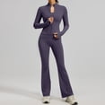 thumbnail image 3 of VISALY 2 Piece Tracksuit Sets Long Sleeve Zipper Jacket with Athletic High Waist Flare Long Leggings Slim Fit Casual Sport Workout Outfit Athleisure Tracksuit Jogger Loungewear Set Dark Purple Xxl, 3 of 8