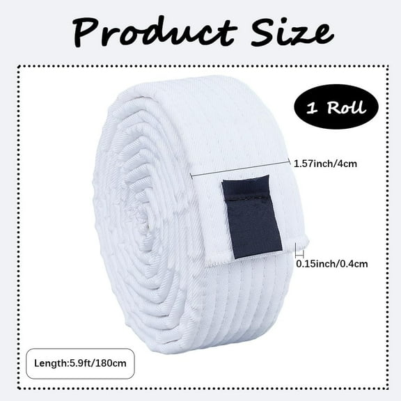 White Taekwondo Belt Hapkido Martial Arts Belt Judo Karate TKD Aikido Uniform Ranking Belt Cotton Long Soft Universal Fit Belts Jiu Jitsu for Performance Sports Training Equipment 5.9ft