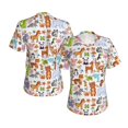 thumbnail image 3 of Yiaed Animal Cartoon Style Print Women's T Shirt V-Neck Short Sleeve Shirt Casual Breathable Tee Summer Tops-Large, 3 of 5