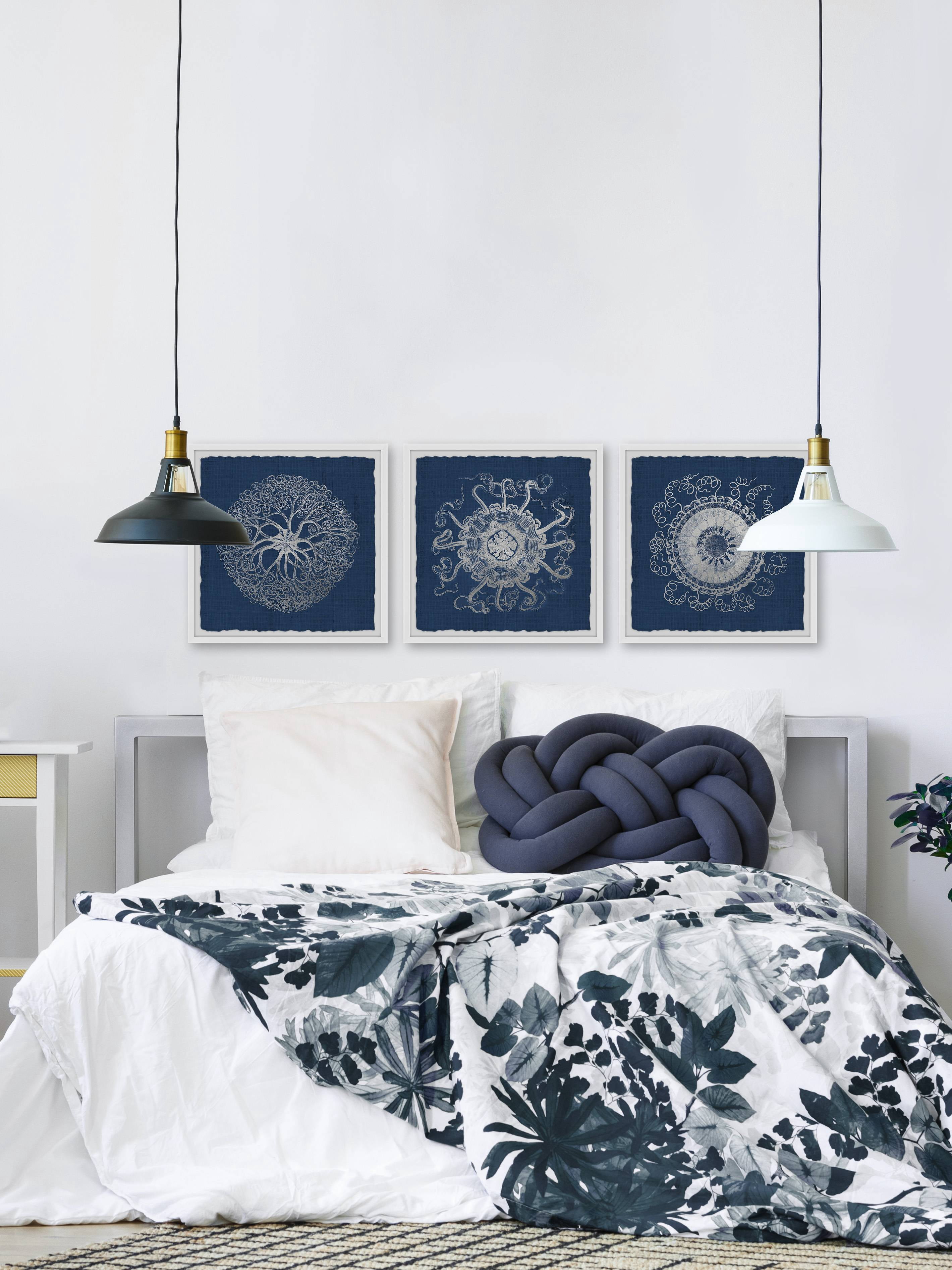 Marmont Hill Sea Anemone on Indigo Triptych