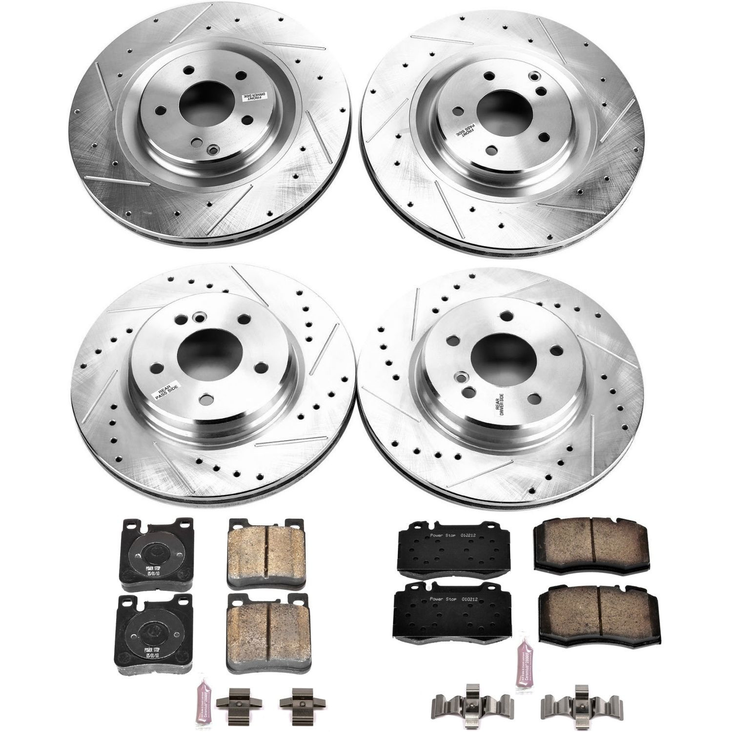 PowerStop Front and Rear Z23 Evolution Sport Carbon-Fiber Ceramic Brake Pad and Drilled & Slotted Rotor Kit Fits: MERCEDES-BENZ Select Models K6586