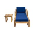 thumbnail image 6 of Bellemave 3-Piece Acacia Wood Outdoor Lounge Set with Side Table Patio Chair and Ottoman with Cushion Lounge Chair Set for Balcony, Garden, Yard, Blue Cushion, 6 of 10