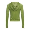 thumbnail image 5 of FASHOFT Zip Up Crop Hoodies for Women Vintage Velvet Hooded Sweatshirt Y2k Slim Fit Full Zip Jacket with Pockets Green L, 5 of 9