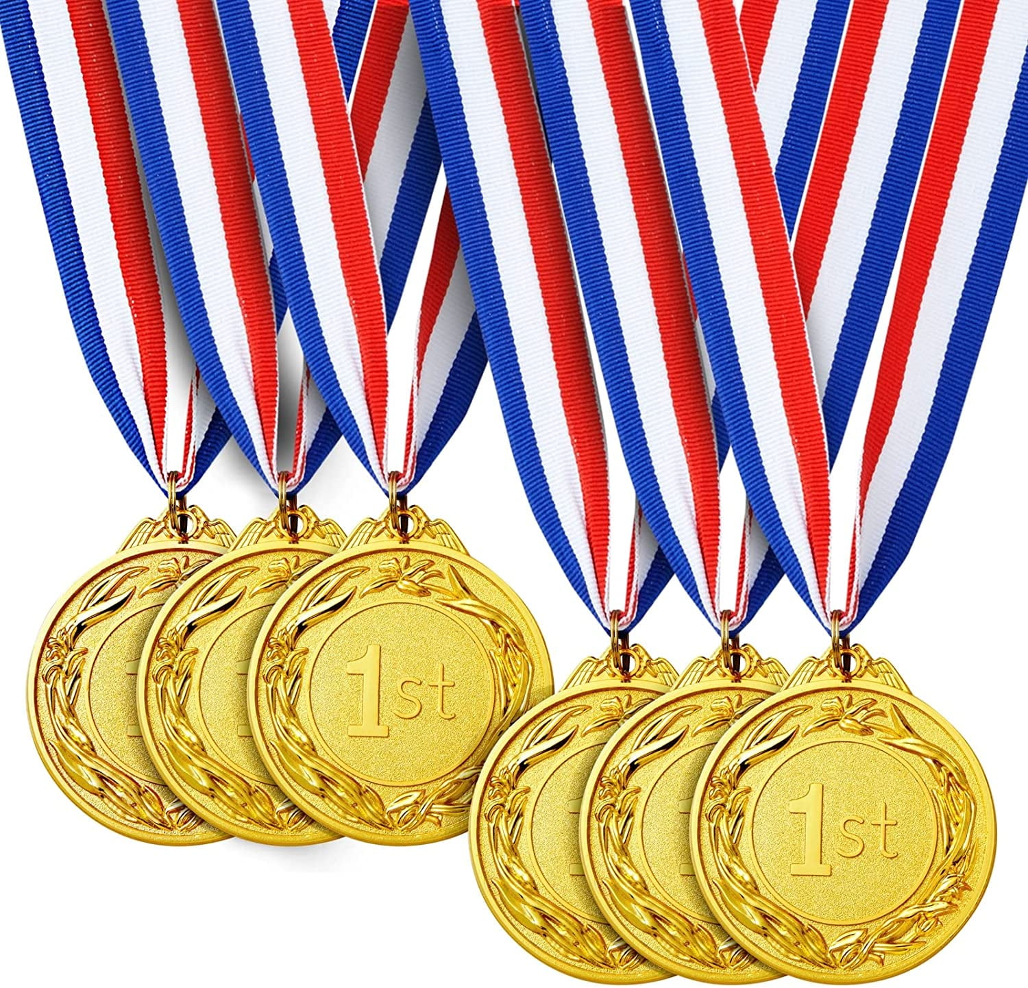 Set of 6 Metal Gold Medals for Winner, Diameter 6.4 cm with a 81