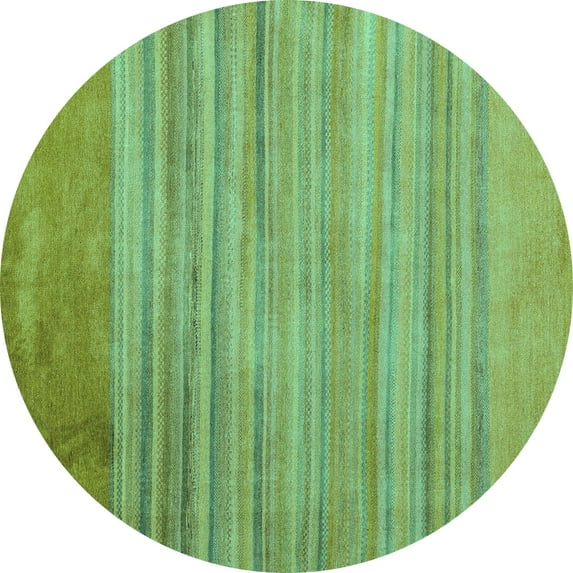 Ahgly Company Machine Washable Indoor Round Abstract Turquoise Blue Modern Area Rugs, 6' Round