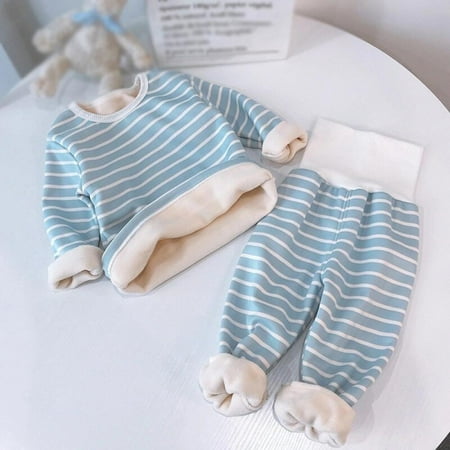 

Elaydool Children Pajamas Toddler Clothing Set Kids Striped Print Sleepwear Autumn Thick Cotton Nightwear Boys Girls Pyjamas Pijamas Set