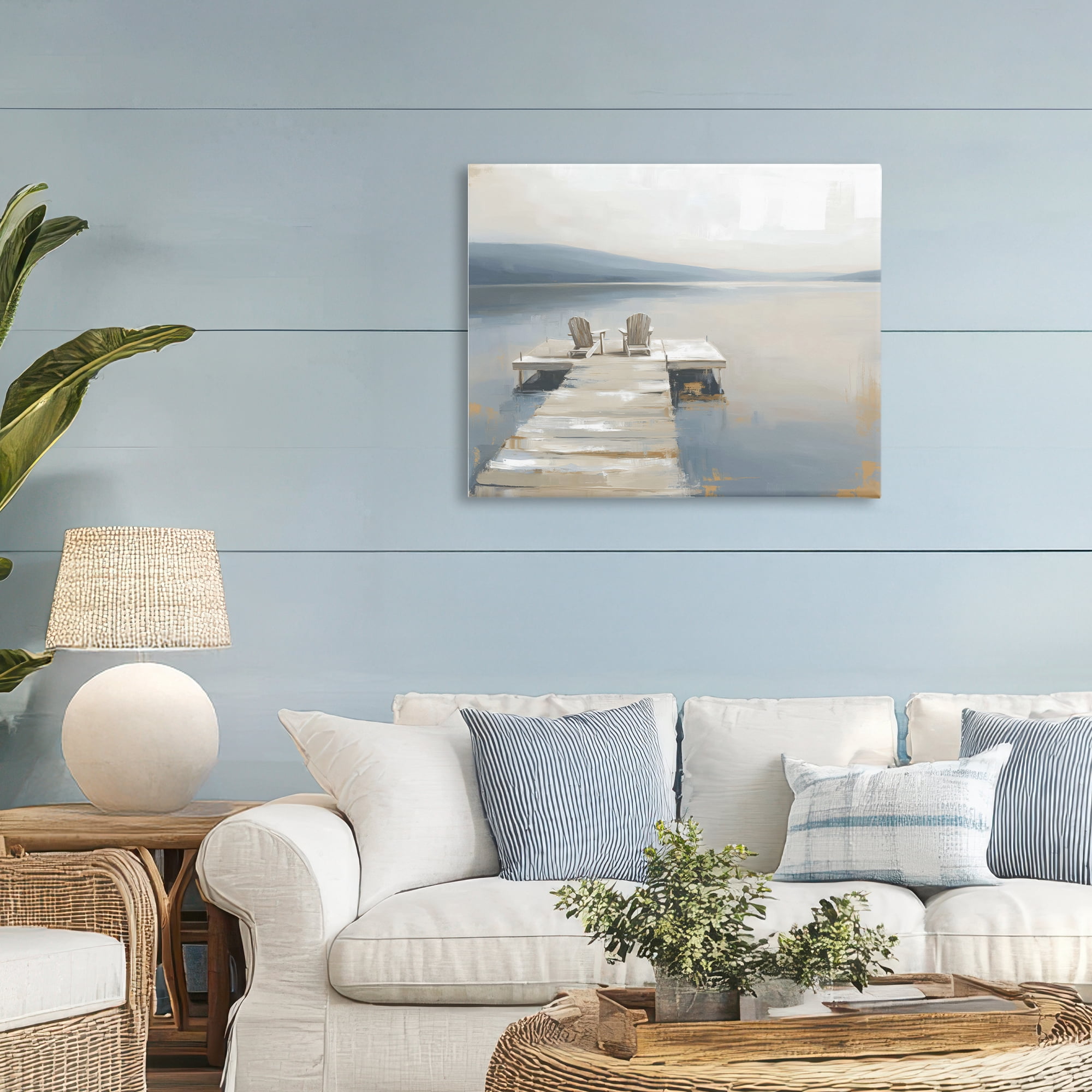 Stupell Industries Adirondack Chairs on Pier Canvas Wall Art, design by Kim Curinga