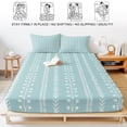 thumbnail image 5 of Queen Size Fitted Sheet Set - Simple Vertical Stripes 3 Piece Bedding Sets 16" Deep Pocket Fitted Sheet with 2 Pillowcases, Summer Coastal Lines Style Blue Green Brushed Microfiber Hotel Bed Sheets, 5 of 9