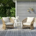 thumbnail image 1 of HOMETRENDS Lasso Steel 3-Piece Outdoor Chat Set with Cushions, Brown, 1 of 9