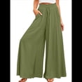 thumbnail image 1 of Pantalones Casuales de Cintura Alta para Mujer, de Color Liso, Largos y Anchos, con Bolsillos, para y Otoño. Verde XL, 1 of 8