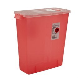 Cardinal Sharps Container 1-Piece 13-3/4 H X 13-3/4 W X 6 D Inch 3 Gallon Translucent Hinged, Rotor Lid Each of