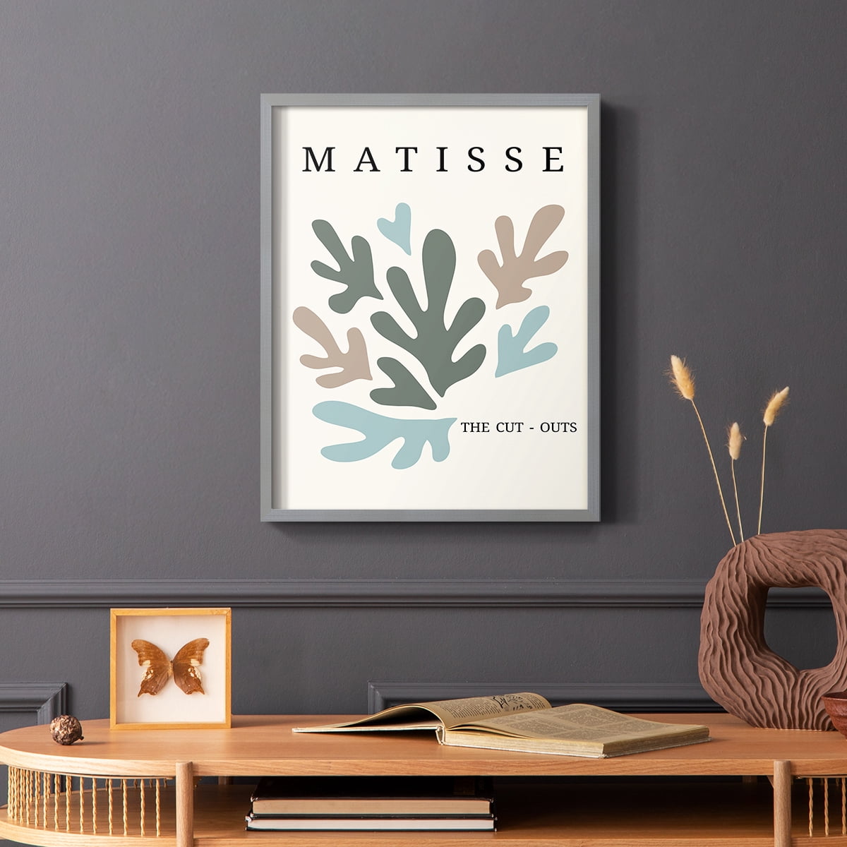 Matisse CDII in Gray Solid Wood Framed Print No Nail Hanging