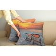 thumbnail image 3 of Ambesonne Nature Throw Pillow Cover 2 Pack, Beach with Colorful Sky, 24", Orange Red Grey, 3 of 6