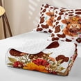 thumbnail image 4 of jejeloiu Colorful Sprint Floral Quilt Full Kids,Farm Animal Highland Cow Full Bedspread Sets,3pcs, 4 of 7