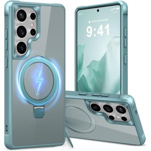 MYKOMI pour Samsung Galaxy S25 Ultra Case, avec support de bague [charge sans fil magnétique supportée] [Protection militaire de grade] Étui de téléphone translucide antichoc mince