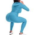 thumbnail image 3 of MixMatchy Women's Solid Scrunch Butt Active Leggings Zip Up Jacket Set Workout Yoga Outfit, 3 of 5