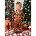 thumbnail image 3 of RUINIXCW Toddler Baby Girl Boy Christmas Silk Satin Pajama Set Big Girls Boys Gingerbread PJS Fall Winter Button Down Long Sleeve Shirt Pants Set, 3 of 10