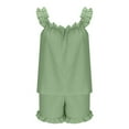thumbnail image 6 of TEVEQ Womens Pajamas Set 2 Piece Ruffle Pj Soft Tank Top And Shorts Sleepwear Set Bridal Pajama for Women Set Two Outfits Crop Sleeveless Sets And Suits & Sets Green Xl, 6 of 8