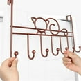 thumbnail image 3 of NOGIS Over The Door Hooks - Sturdy Metal Over Door Hanger Coat Rack with 7 Hooks for Bag, Coat, Towel, Hat, Robes, Scarves, Closet, Fits 1.77" Thick Door (Brown), 3 of 7