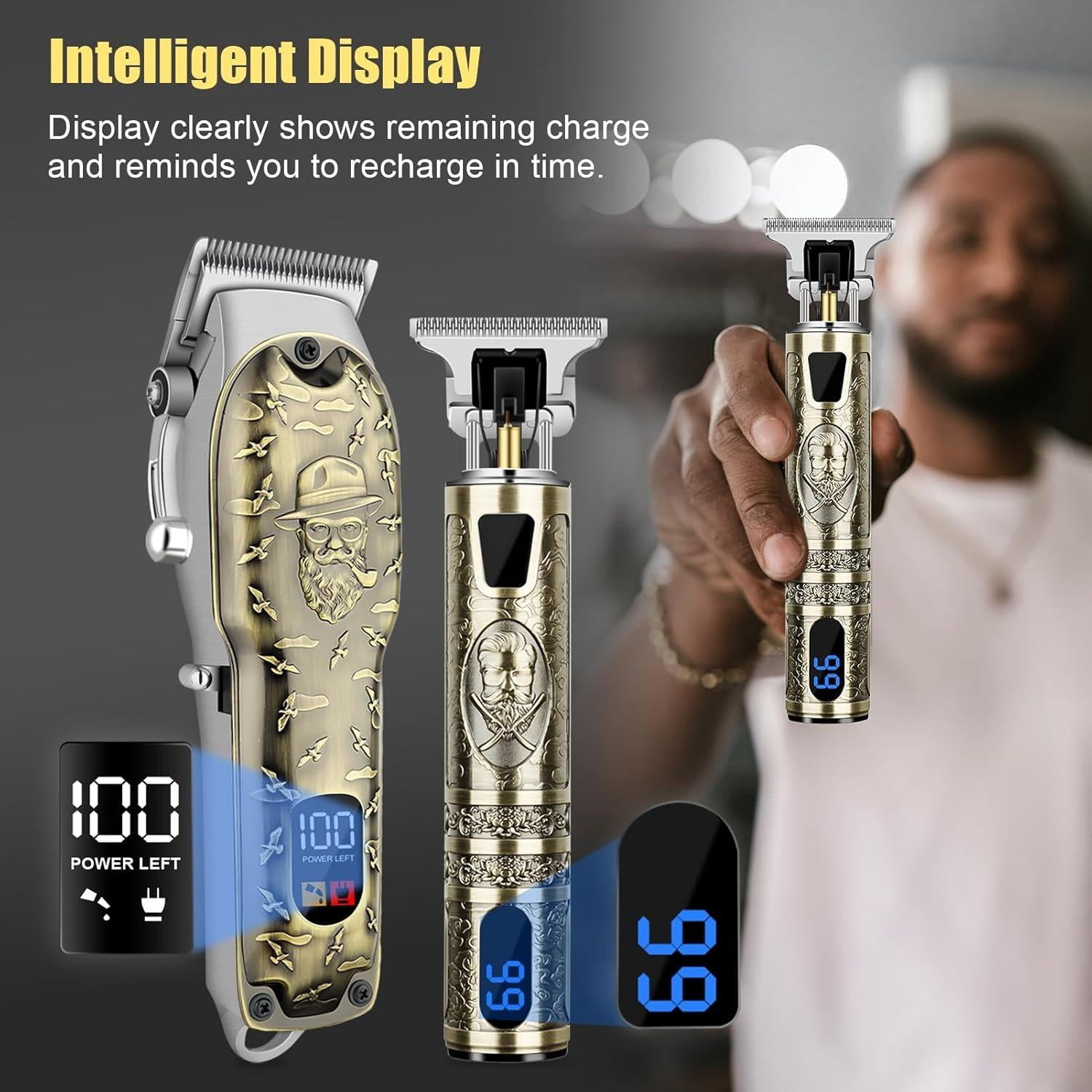 LQT Professional Hair Clipper Set for Men Electric Shaver Razor Cordless Hair Cutting Barber Clippers Beard Trimmer Men’s Grooming Kit Gifts for him