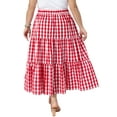 thumbnail image 3 of Agnes Orinda Women's Plus Size Plaid Skirts 1950s Gingham Tiered Layer Flowy Maxi Summer Casual A Line Skirts with Pockets 1X Red, 3 of 7