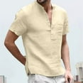 thumbnail image 7 of Durtebeua White T Shirts for Men Men's Shirts Short Sleeve Button T-Shirt Lightweight Fashion Casual Pullover Shirt Khaki,XL, 7 of 7