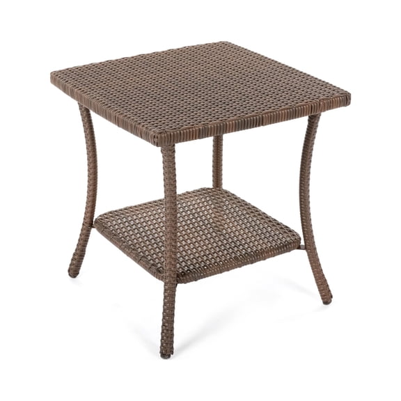 W Unlimited Galleon Wicker Rattan Garden Patio End Table in Dark Brown