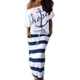thumbnail image 1 of Conjunto de camiseta y falda de manga corta con estampado de ancla de barco de ocio estilo marino, 1 of 6