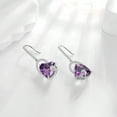 thumbnail image 5 of Juwaliy 925 Sterling Silver Earrings Women Heart February Birthstone Hook Dangle Earring Amethyst Purple Rose Jewelry Mother Valentine's Day Gift, 5 of 9