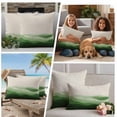thumbnail image 4 of Green Beige Ombre Outdoor Pillow Covers 24x24 Set of 2,Waterproof Patio Throw Pillowcase Protectors,Minimalist Ocean Waves Linen Square Decorative Pillow Shams Cushion Covers for Seat Bed Couch Sofa, 4 of 8