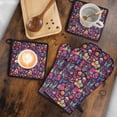 thumbnail image 5 of Pioneer Flower Kitchen Oven Mitt and Pot Holder Sets 4 Pcs for Baking, Cooking and Grilling, Heat Resistant Up To 392 °F, 5 of 7