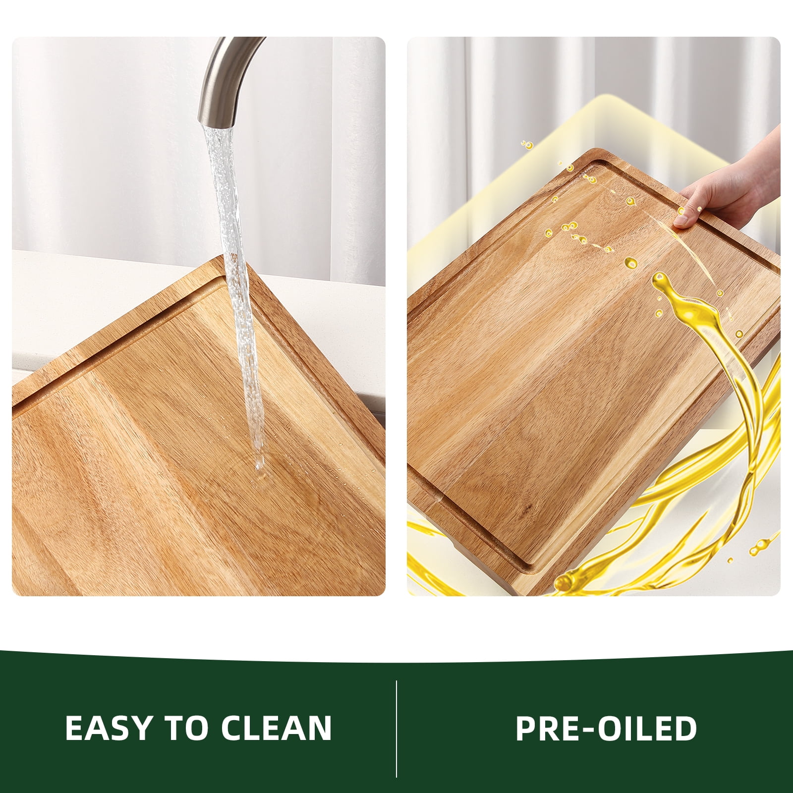 AOILE 18" x 12" Acacia Wood Cutting Boards, 1" Thick Cutting Board for kitchen, Homes & Garden