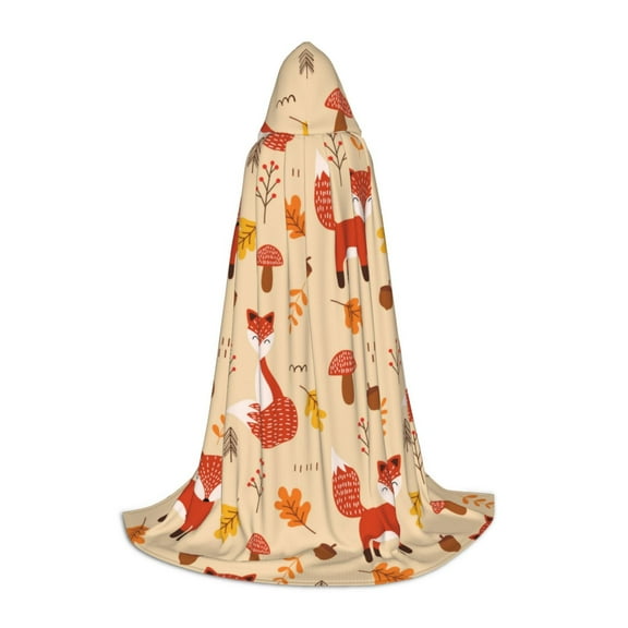 Honeii Cute Foxes Print Poncho Cape, Cloak Coat, Snuggly Hooded Wearable Blanket, Hooded Cape For Teenagers,Halloween Costumes-Small