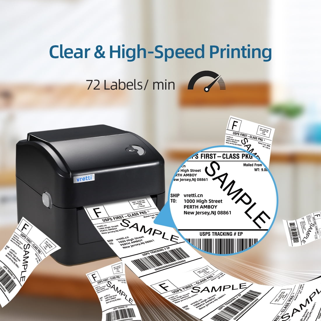 FreeX WiFi SuperRoll Thermal Printer for 4x6 Shipping Labels White， Wireless  Works with Zebra， Brother， Dymo Labelwriter 日本仕様正規品