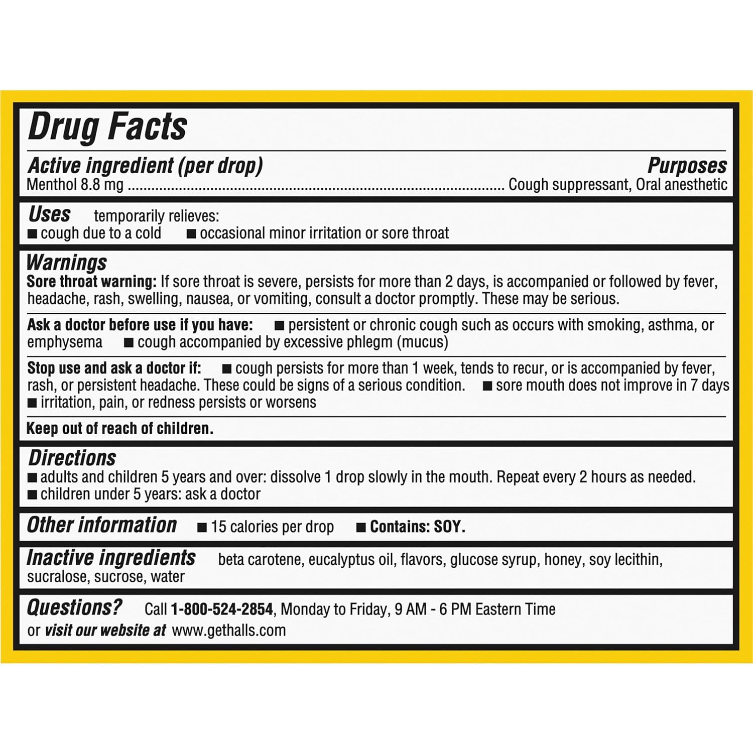 HALLS Relief Honey Lemon Cough Drops, 20 Packs