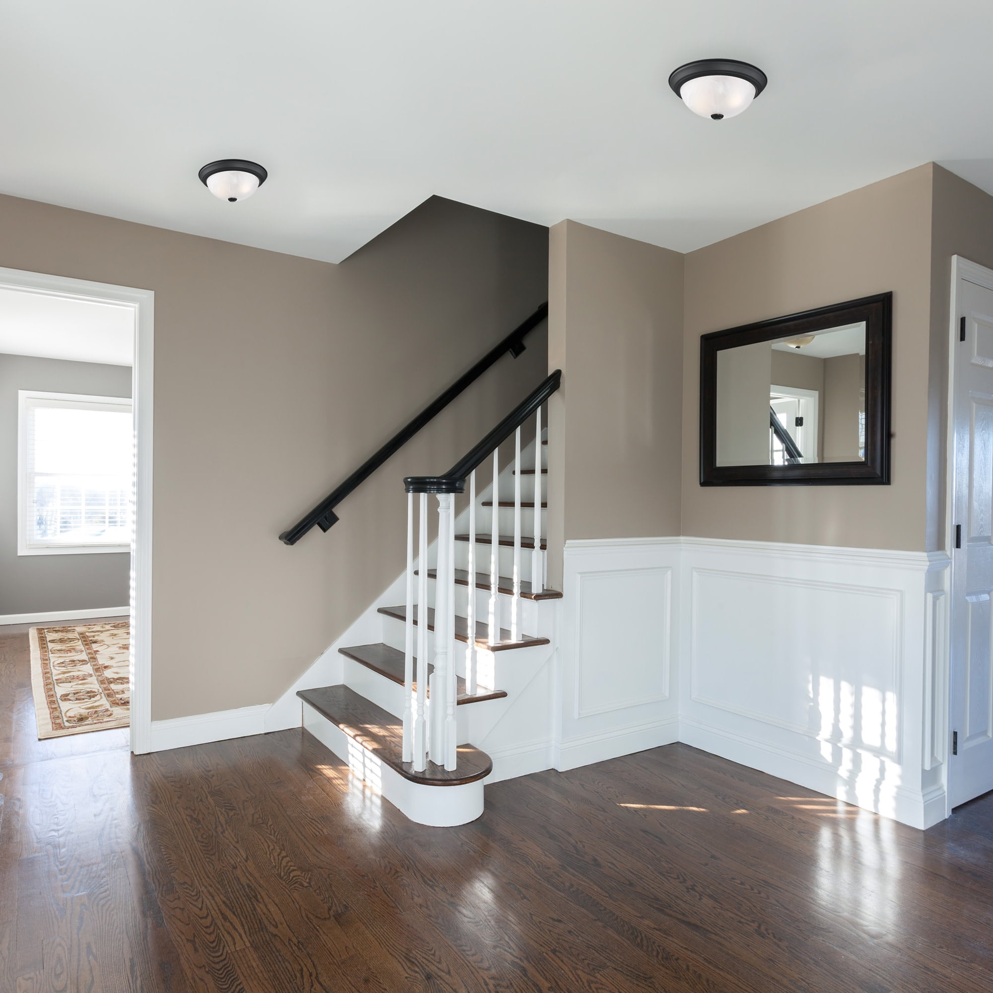Design House WM158825 Traditional 2 Pack 2-Light Indoor Dimmable Ceiling Light with Alabaster Glass for Bedroom Hallway Kitchen Dining Room, Matte Black