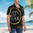thumbnail image 3 of Yiaed 2025 New Year New Print Hawaiian Shirt for Men Short Sleeve Button Down Shirts Beach Shirts for Men,3X-Large, 3 of 7