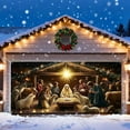 thumbnail image 5 of Christmas Garage Door Cover Banner 157.48x70.87 Inch Fluorescent Glows in Dark 2D Flat Holiday Garage Door Decorations with Cartoon Santa Xmas Outdoor Indoor Party Decor, 5 of 7