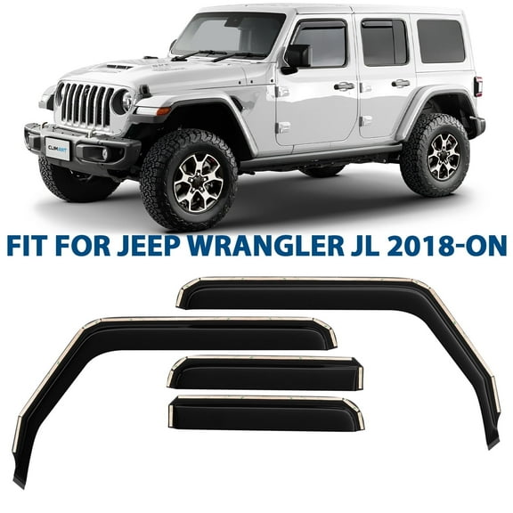 CLIM ART In-Channel Incredibly Durable Rain Guards for Jeep Wrangler JL 2018-2026/Jeep Gladiator 2020-2026, Original Window Deflectors, Vent Window Visors, Vent Deflector, 4 pcs. - 618030