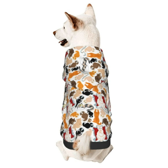Fotbe Cute Cats Sudadera con Estampado para Perros Pequeños – Suéter con Capucha para Mascotas, Tela Suave de Forro Polar con Bolsillo-XX-Large