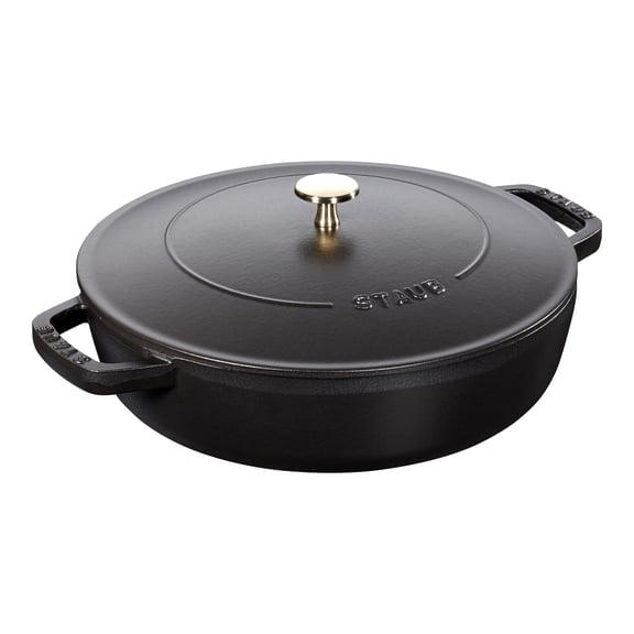 STAUB Braisers 3.7 L Cast Iron Round Saute Pan Chistera, Black