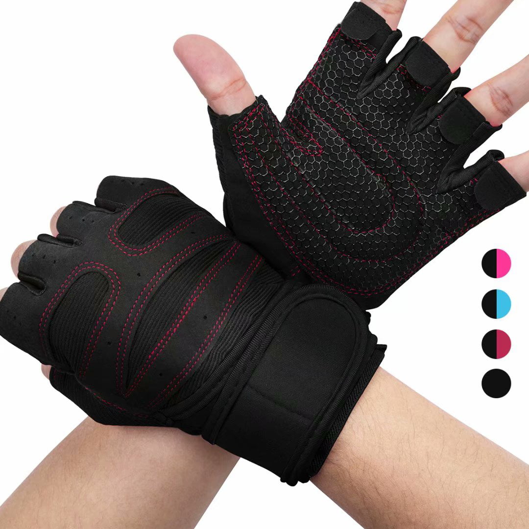 Details about   Men Women Sports Fitness Weight lifting Gloves Black Leather Wrist Gym gloves 