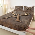 thumbnail image 3 of Castle Fairy Monogrammed Letter Initial A 4 Pieces Queen Sheet Sets for Teens Women Men,Jungle Wildlife Deer Ultra Soft Flat Sheet,Animal Print Queen Fitted Sheet,Breathable Home Decor, 3 of 7