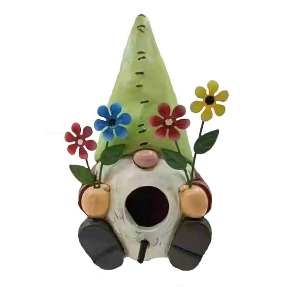 Outdoor Decorative 7.5" Resin Gnome Bird House